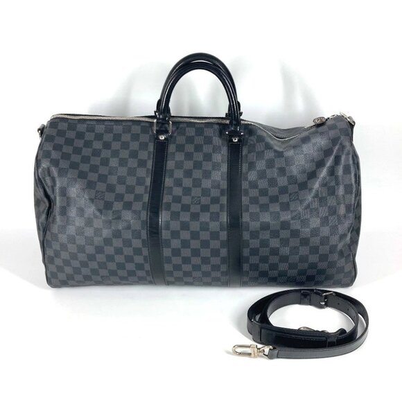 LOUIS VUITTON N41413 Damier Graphite KeepallBandouliere55 2WAY Travel Duffle Bag - Picture 1 of 14